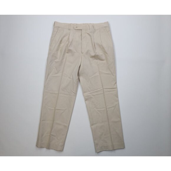 Vintage 70s Streetwear Mens 34x29 Wool Knit Wide Leg Chino Pants Trousers USA